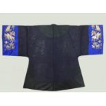 JAPANESE JACKET OR SHORT KIMONO 20th century, the cuffs worked with gilt and silver thread with