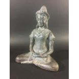 SOUTH EAST ASIAN DEITY perhaps Thai, seated cross legged, height 31.5cm