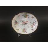 CHAMPION BRISTOL PORCELAIN OVAL DISH circa 1768-70, painted with floral sprays and sprigs inside a