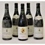 WINE: Hermitage, Monier de la Sizerainne, 1989, Chapoutier, 4 bottles; Ermitage, Recolte, 1989, Le