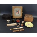 JAPANESE ITEMS - BERNARD LEACH INTEREST including a square wooden box with signature to the lid, 2