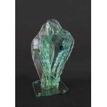 PETER NEWSOME - GLASS SCULPTURES a large green glass sculpture by Peter Newsome, with slices of