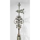 VICTORIAN ECCLESIASTICAL, GOTHIC IRON WEATHER VANE with a foliate finial, pierced arrow, scrolling