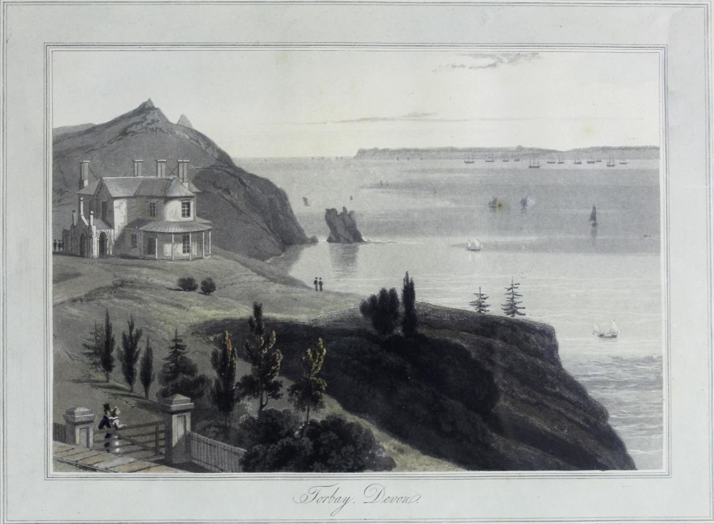 WILLIAM DANIELL, RA (1769-1837) TORBAY, DEVON; PIER AT LITTLE HAMPTON; VIEW ON PUFFIN ISLAND, NEAR