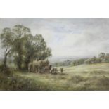 HENRY JOHN KINNAIRD (1861-1929) A SUSSEX HAYFIELD Signed and inscribed with title, watercolour 25