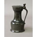 SWISS PEWTER FLAGON late 18th century, by Alvazzi e Castel, the cover with twin acorn thumb piece,