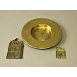 BRASS ICON PANEL Russian or Greek, of ogee form with four scenes of Christ's life, 16cm x 9.5cm;