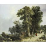 EDWARD O. BOWLEY (Fl.1843-1870) HAYCART ON A COUNTRY LANE Signed and dated E. BOWLY 1840, oil on