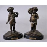 AFTER MOREAU La Vendange and La Moisson, a pair of bronze children, total height 25cm (2)
