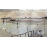 •LEONARD RUSSELL SQUIRRELL, RWS (1893-1979) VENICE FROM THE LIDO Signed and indistinctly dated,