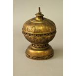 CONTINENTAL GILT METAL FINIAL possibly French, cast with stylised flowerheads in arches, above a