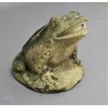 COMPOSITION STONE FROG WATER FEATURE seated squirting water from its mouth, height 47cm