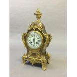 FRENCH BOULLE MANTEL CLOCK 19th century, the 4 1/2" enamelled dial on a brass, eight day movement