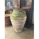 TERRACOTTA AMPHORA OLIVE JAR with three handles and combed decoration, height 91cm