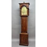 MAHOGANY LONGCASE CLOCK the brass dial with a 10 1/2" chapter ring, subsidiary seconds dial and date