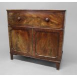 GEORGE III MAHOGANY SECRETAIRE CHEST the fitted drawers above cupboards enclosing slides, height