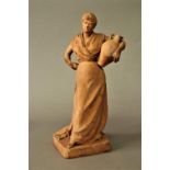 PEPLOE BROWN Rustic lady with a pitcher, terracotta, signed, height 39cm