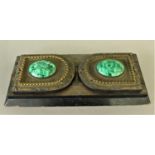 VICTORIAN COROMANDEL, BRASS AND MALACHITE MOUNTED BOOKSLIDE the arched ends with large oval