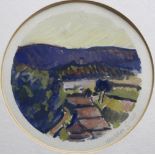 •SIR MATTHEW SMITH, CBE (1879-1959) LANDSCAPE Signed, watercolour, circular 12cm. diameter * Similar