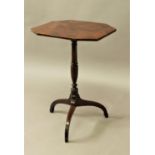 GEORGE III MAHOGANY AND CROSSBANDED TRIPOD TABLE the canted rectangular top on a turned column and