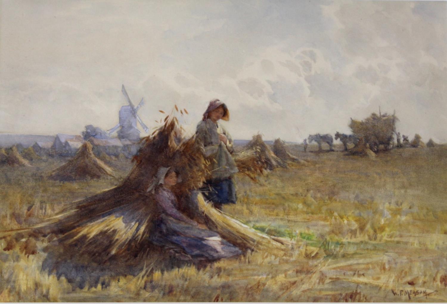 WILLIAM FREDERICK MEASOM (1875-1945) HARVEST TIME Signed, watercolour 23 x 34cm. Exhibited: