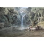 SAMUEL JACKSON Snr (1794-1869) ARTISTS SKETCHING BY A WOODLAND POOL, POSSIBLY IN LEIGH WOODS