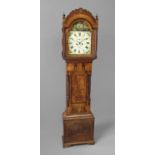 MAHOGANY LONGCASE CLOCK the 13" painted dial with subsidiary seconds dial and date aperture,