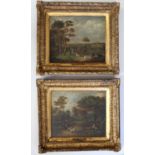 FOLLOWER OF DEAN WOLSTENHOLME (1757-1837) SHOOTING A pair, oil on canvas Each 24.5 x 28.5cm. (