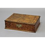 WALNUT LACE BOX mid 18th century, the interior with a shelf at the back, height 13cm, width 41cm,