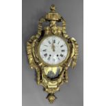 FRENCH ORMOLU CARTEL CLOCK the 18cm enamelled dial inscribed Balthazar/Paris, on a brass eight day