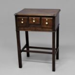 GEORGE III MAHOGANY SIDE TABLE the rectangular top with shell carving to the corners above three '