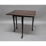 GEORGE III MAHOGANY SINGLE DROP LEAF TABLE the rectangular top on tapering legs with pad feet,