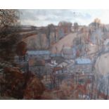 STYLE OF JACK POUNTNEY (1921-1997) VILLAGE VIEW Oil on Masonite 76 x 91cm.; with two similar