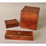 VICTORIAN WALNUT DECANTER BOX with campaign style brass handles, vacant interior, height 22.5cm;