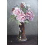 G** G** ROYEN (?) (Circa 1920-1940) A VASE OF PINK ROSES AND OTHER FLOWERS Signed indistinctly,