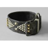 LATE VICTORIAN LEATHER AND STEEL STUDDED MASTIFF DOG COLLAR the plaque inscribed FC Robinson/4 Digby