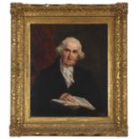 CIRCLE OF MATHER BROWN (1761-1831) PORTRAIT OF A GENTLEMAN Seated half length, wearing a dark