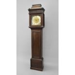 OAK LONGCASE CLOCK the brass dial with 11" silvered chapter ring an inscribed George Raymond/