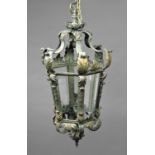 PARCEL GILT BRONZE CEILING LANTERN early 20th century, of tapering octagonal form with scrolling