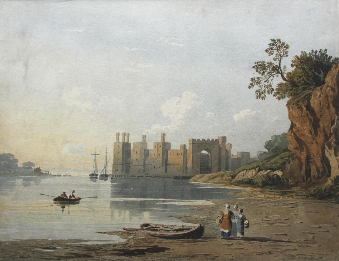 JOHN VARLEY (1778-1842) CAERNARVON CASTLE Watercolour 23 x 30cm. ++ Needs a light clean; slight