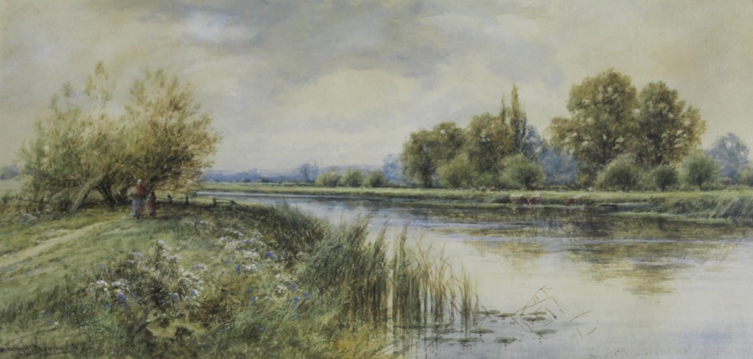 HENRY JOHN KINNAIRD (1861-1929) ON THE THAMES NEAR HENLEY; A SURREY CORNFIELD A pair, both signed