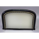 VICTORIAN EBONISED AND PARCEL GILT ARCHED OVERMANTEL MIRROR with gilt, gothic cross motifs, height