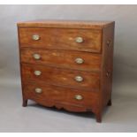 CAMPAIGN STYLE SECRETAIRE CHEST 19th century, the fitted drawer above three, graduated long drawers,