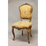 FRENCH LOUIS XV STYLE GILTWOOD SIDE CHAIR, probably 19th century, the shaped back