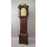 OAK LONGCASE CLOCK the brass dial with 11 1/2" chapter ring inscribed John Swinburne, Hexham, with