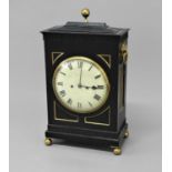 EBONISED CADDY TOP BRACKET CLOCK late 18th or early 19th century, the 8" painted dial on a brass,