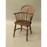 ASH AND ELM WINDSOR CHAIR late 18th or early 19th century, the hoop back with pierced splat,