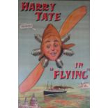 Harry Tate in 'Flying'. A large, framed and glazed, colour-printed vertical format poster,