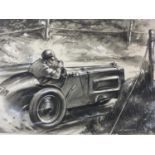 George Lane: Original Artwork for The Motor. Four horizontal format drawings, the largest with image
