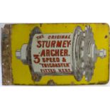 Four-Colour Enamel Sign. 'The Original Sturmey Archer 3 Speed Tricoaster' double-sided enamel wall